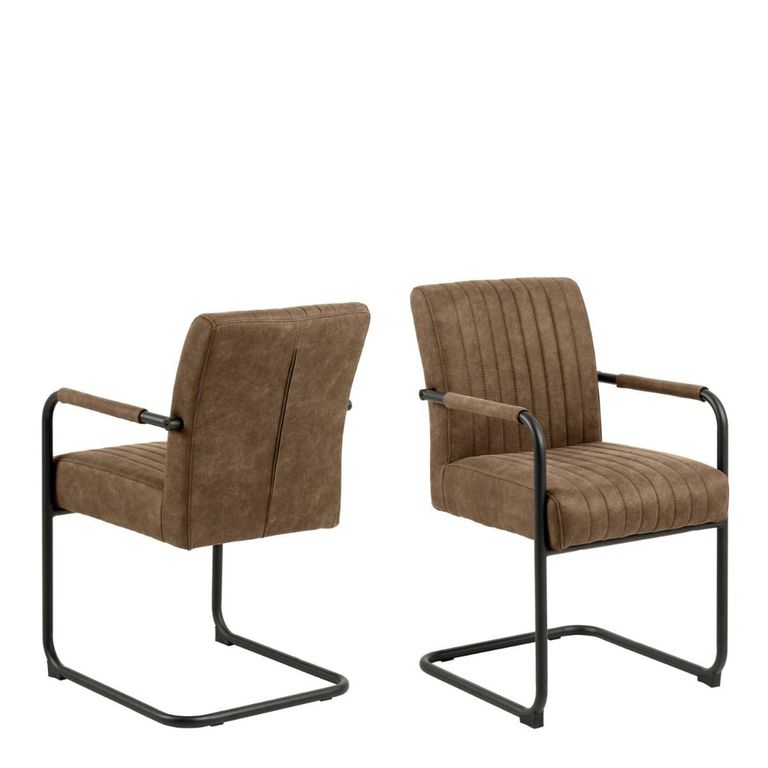 2 x Adele Light Brown Fabric Dining Chair