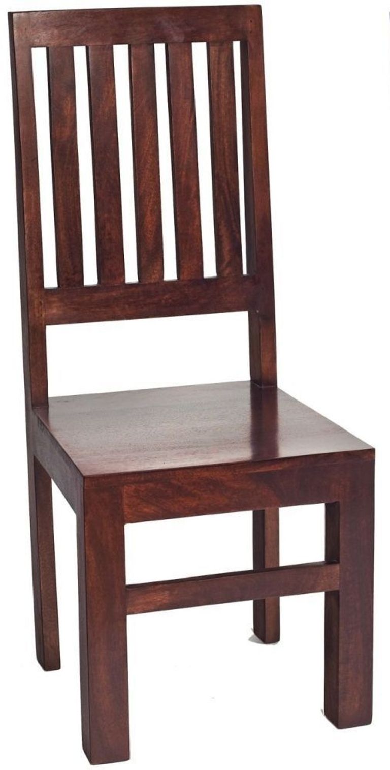2 x Ajmer Dark Mango Wood Slatted Back Dining Chair