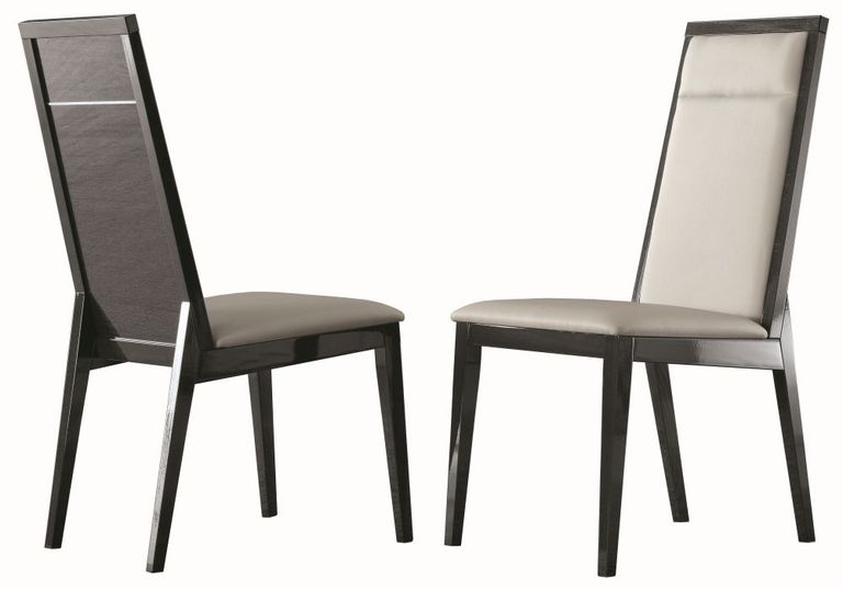 Versilia Dining Chair - Set of 2 - Black Faux Leather