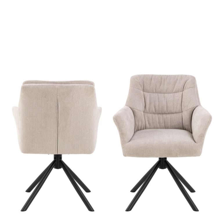 2 x Alonso Cream Fabric Swivel Dining Armchair