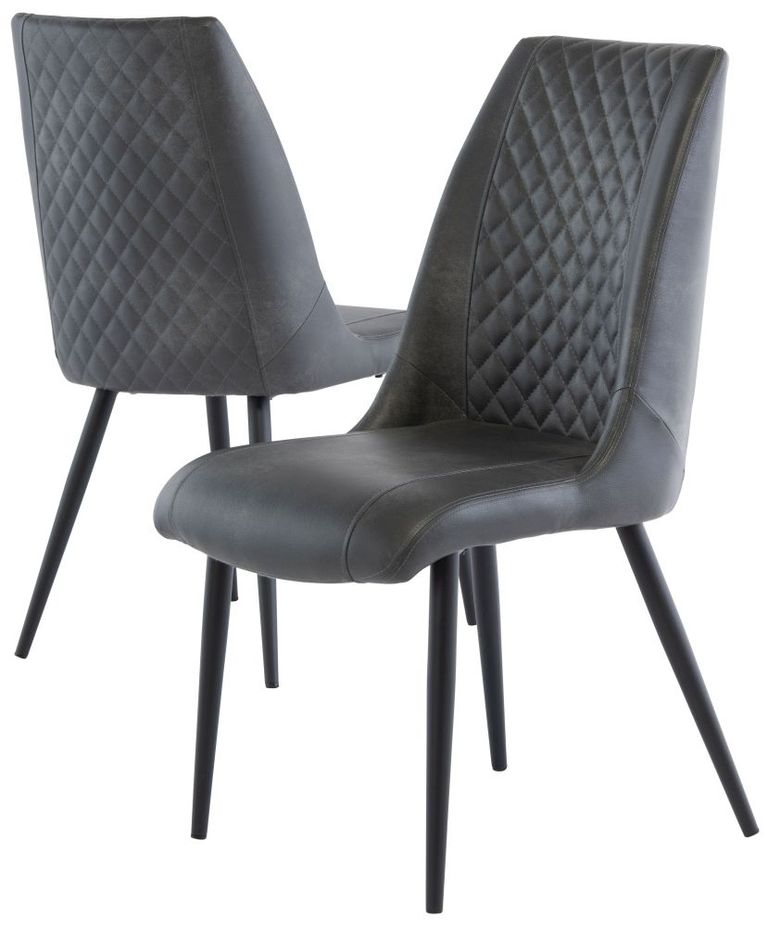 2 x Amber Grey Faux Leather Dining Chair
