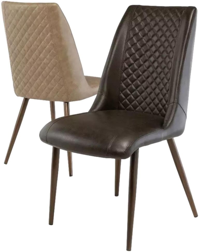 2 x Amber Taupe Faux Leather Dining Chair