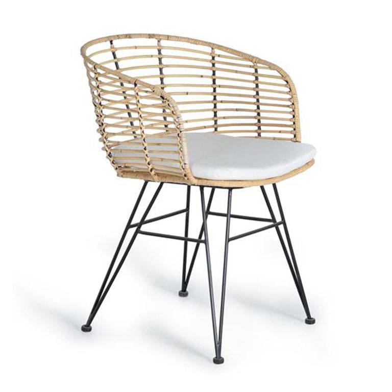Angie Dining Chair - Rattan and Metal - Set of 2