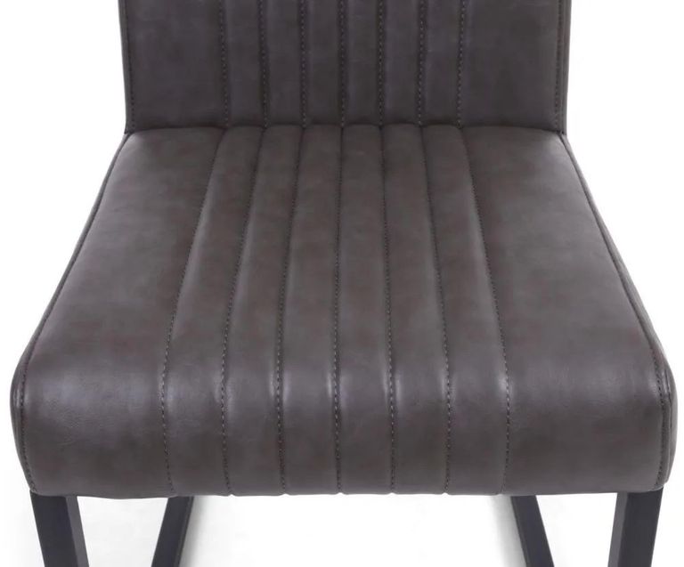 2 x Archer Grey Leather Cantilever Dining Chair