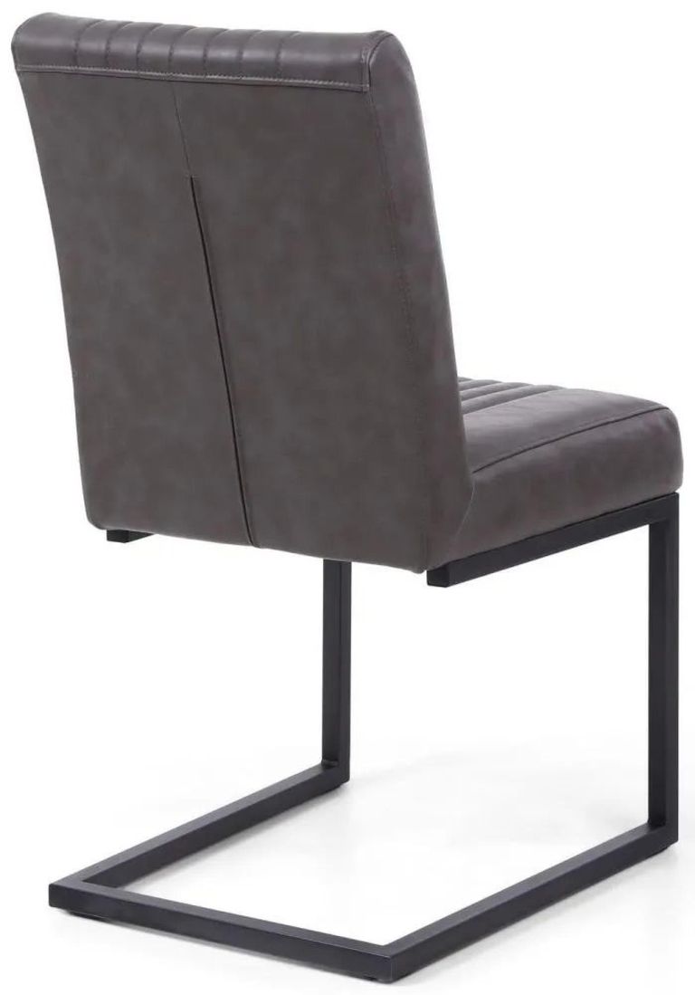 2 x Archer Grey Leather Cantilever Dining Chair