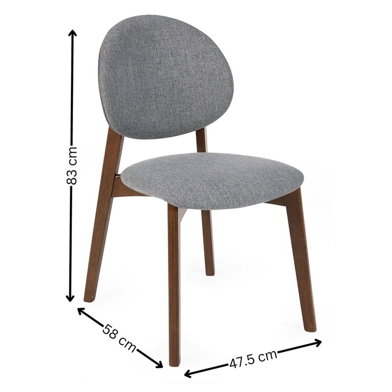 Artemis Dining Chair - Set of 2 - Grey and Walnut
