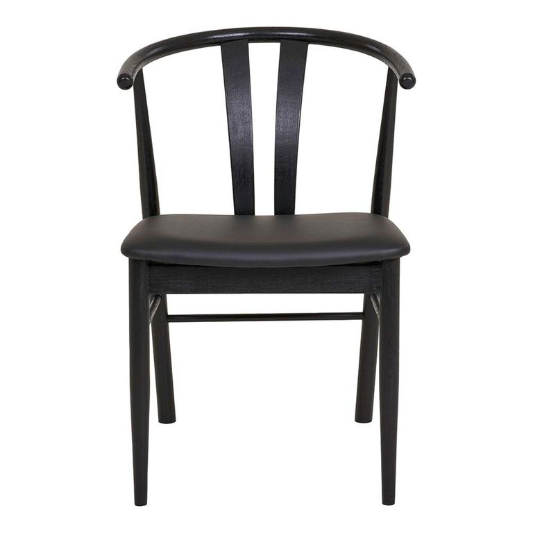 Artenara Dining Chair - Set of 2 - Black Faux Leather - Curved