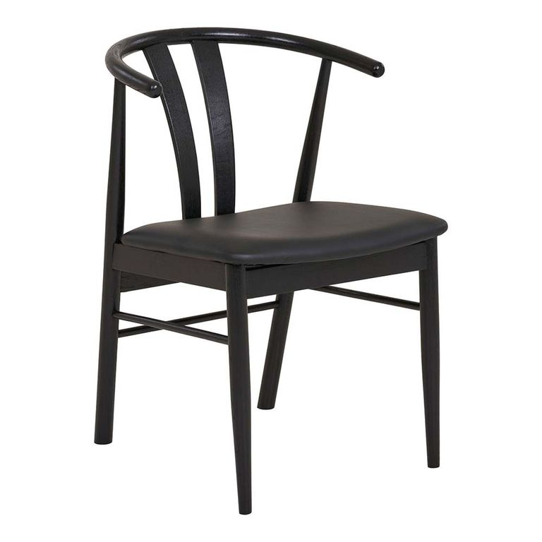 Artenara Dining Chair - Set of 2 - Black Faux Leather - Curved