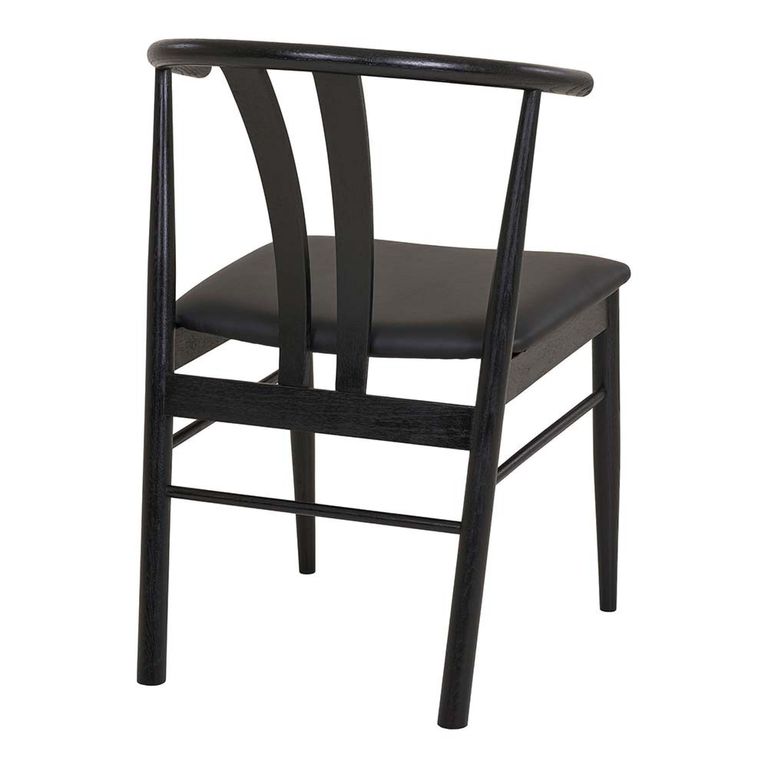 Artenara Dining Chair - Set of 2 - Black Faux Leather - Curved