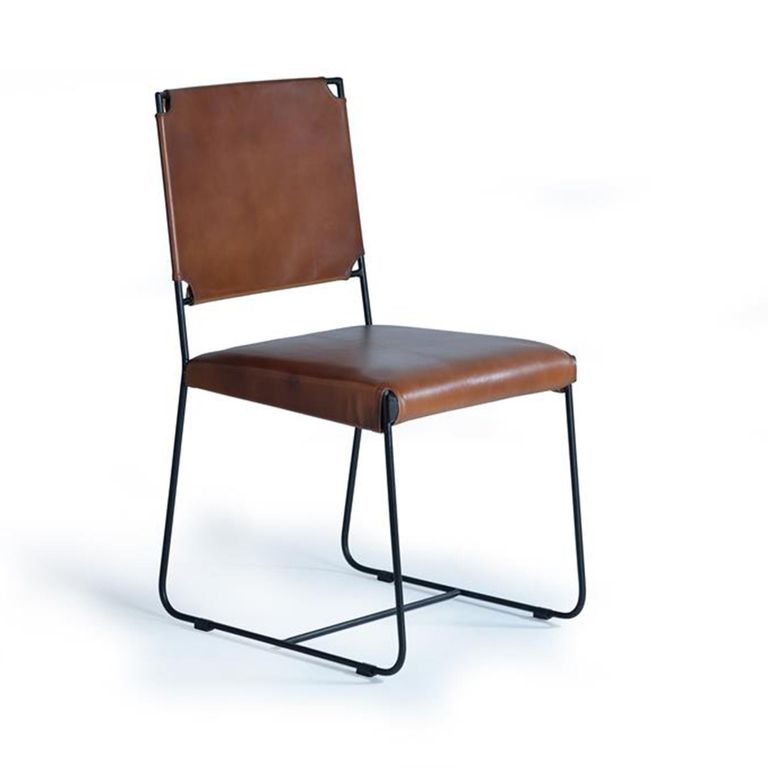 Ault Dining Chair - Industrial Style - Brown Leather - Set of 2