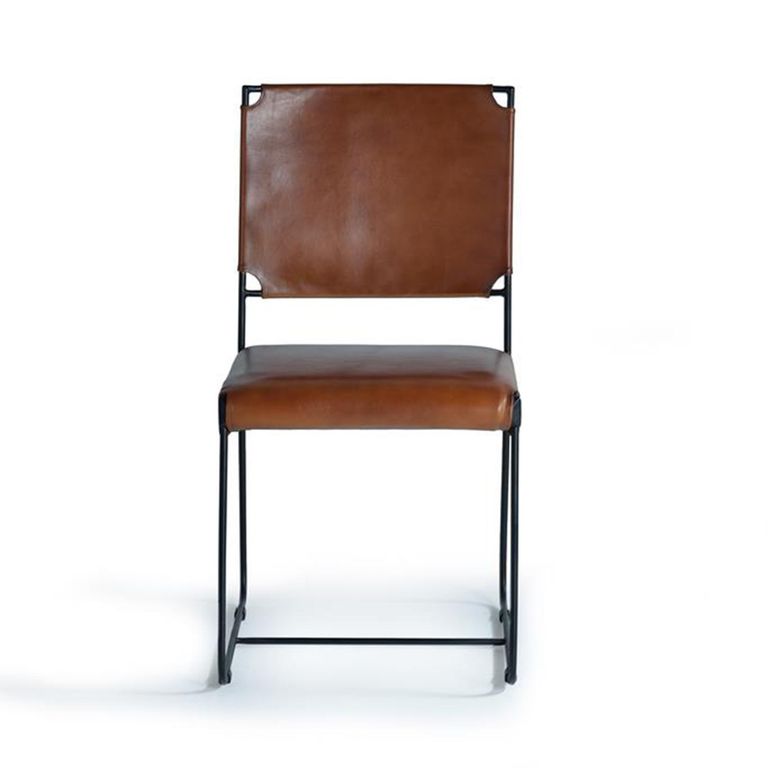Ault Dining Chair - Industrial Style - Brown Leather - Set of 2