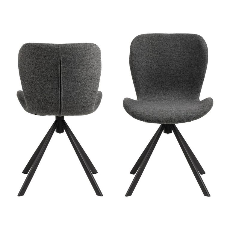 Batilda Swivel Dining Chair - Set of 2 - Anthracite Boucle Fabric