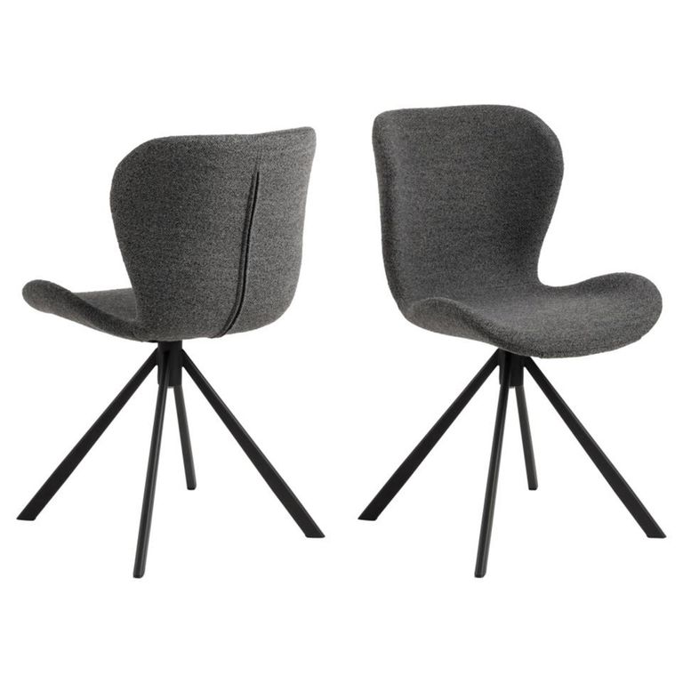 Batilda Swivel Dining Chair - Set of 2 - Anthracite Boucle Fabric