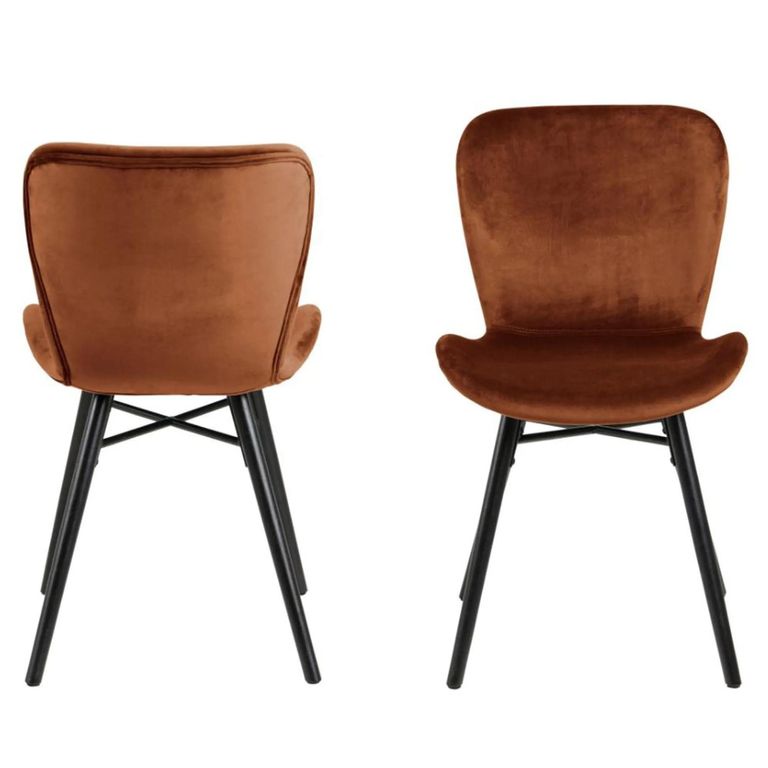 Batilda Dining Chair - Set of 2 - Copper Velvet Fabric