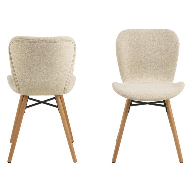 Batilda Dining Chair - Set of 2 - Cream Boucle Fabric