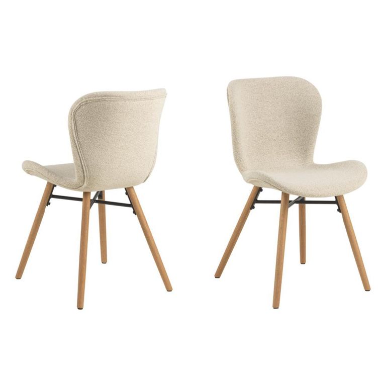 Batilda Dining Chair - Set of 2 - Cream Boucle Fabric