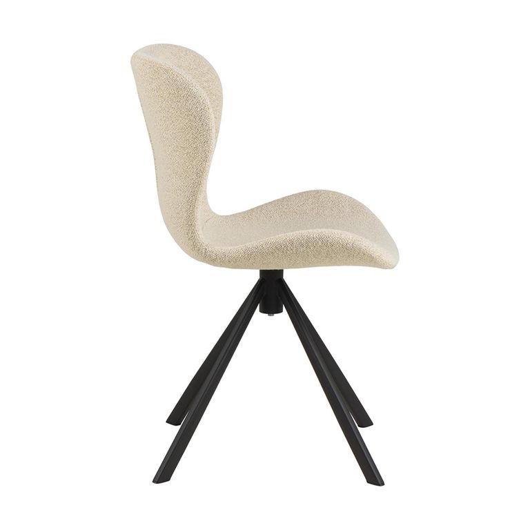 Batilda Swivel Dining Chair - Set of 2 - Cream Boucle Fabric