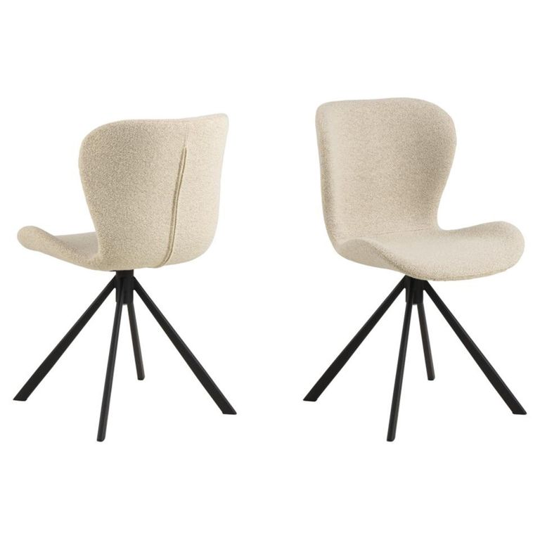 Batilda Swivel Dining Chair - Set of 2 - Cream Boucle Fabric