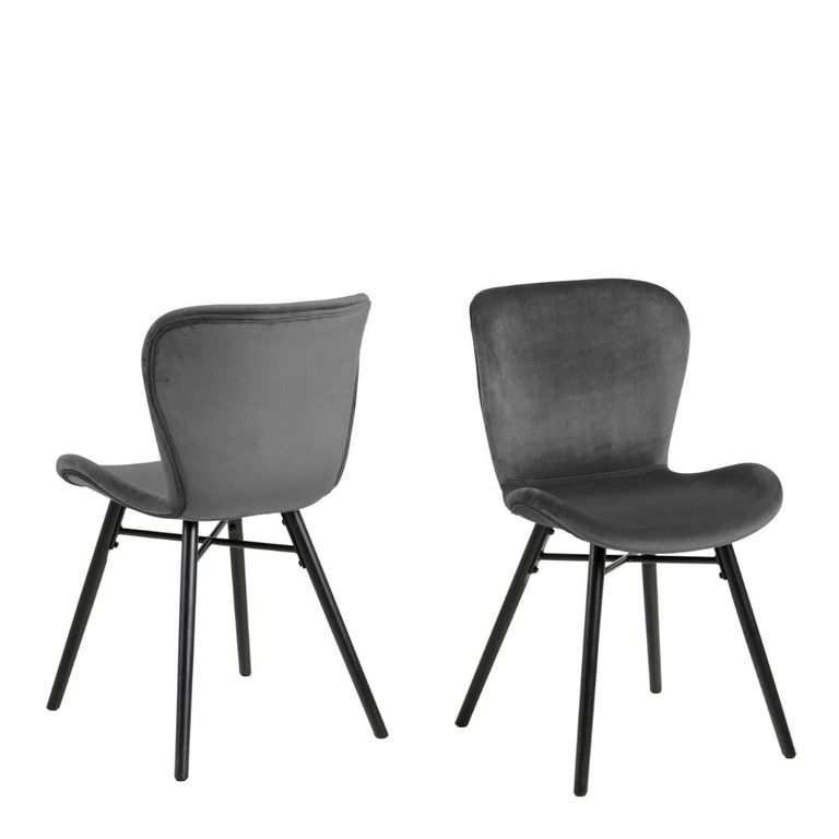 2 x Batilda Dark Grey Fabric Swivel Dining Chair