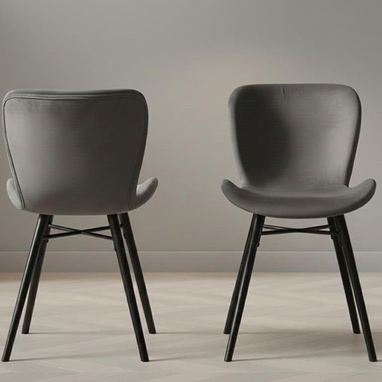 Batilda Dining Chair - Set of 2 - Dark Grey Velvet Fabric