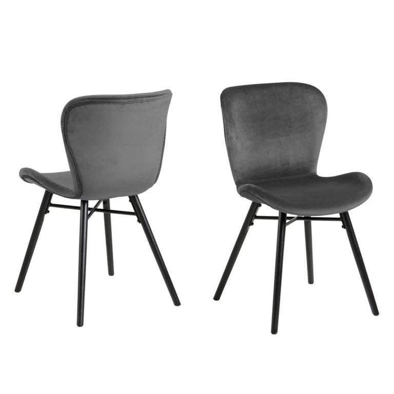 Batilda Dining Chair - Set of 2 - Dark Grey Velvet Fabric