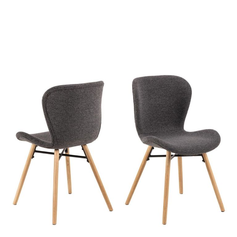 2 x Batilda Grey Fabric Dining Chair with Oak Legs