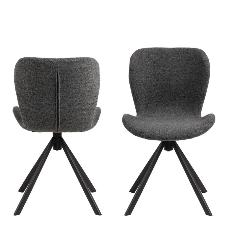 2 x Batilda Grey Fabric Swivel Dining Chair