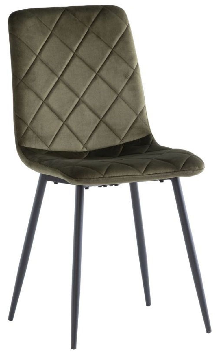 2 x Bella Juniper Green Velvet Cross Stitched Dining Chair