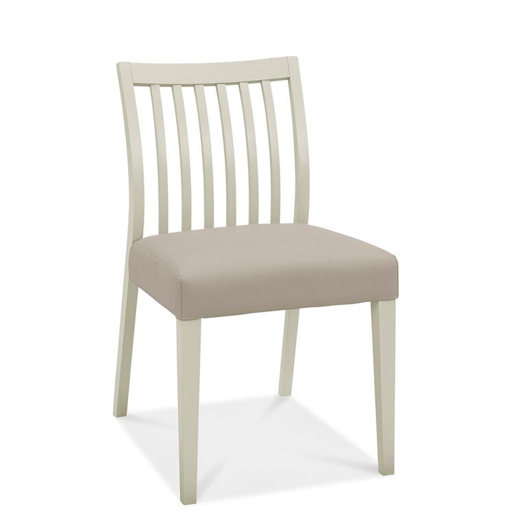 Bergen Dining Chairs - Set of 2 - Low Slatted Back - Grey Bonded Leather