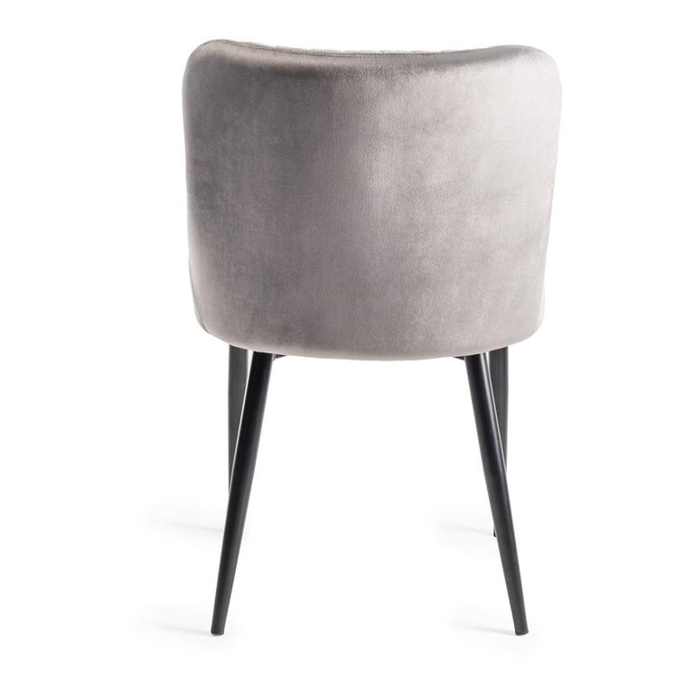 Cezanne Dining Chairs - Set of 2 - Grey Velvet - Black Legs