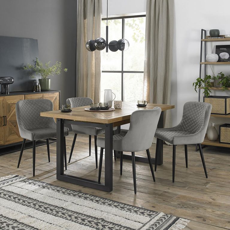 Cezanne Dining Chairs - Set of 2 - Grey Velvet - Black Legs