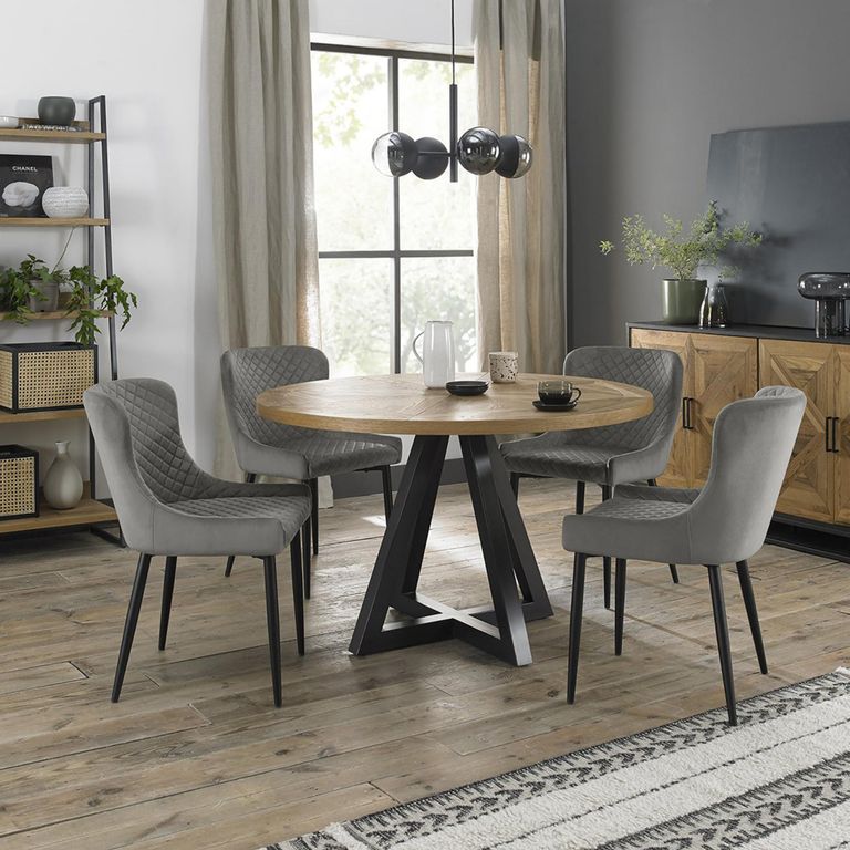 Cezanne Dining Chairs - Set of 2 - Grey Velvet - Black Legs