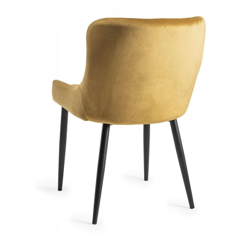 Cezanne Dining Chairs - Set of 2 - Mustard Velvet - Black Legs