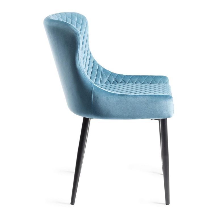 Cezanne Dining Chairs - Set of 2 - Petrol Blue Velvet - Black Legs