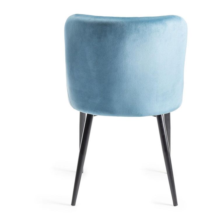 Cezanne Dining Chairs - Set of 2 - Petrol Blue Velvet - Black Legs