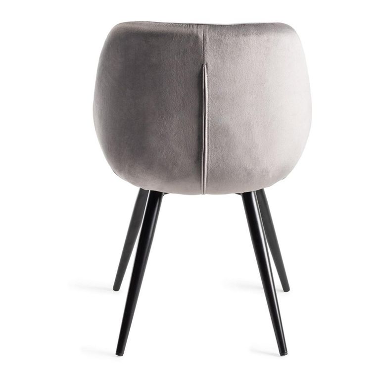 Dali Dining Chairs - Set of 2 - Grey Velvet - Black Legs
