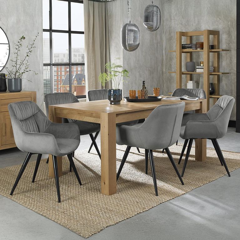 Dali Dining Chairs - Set of 2 - Grey Velvet - Black Legs