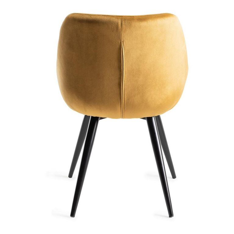 Dali Dining Chairs - Set of 2 - Mustard Velvet - Black Legs