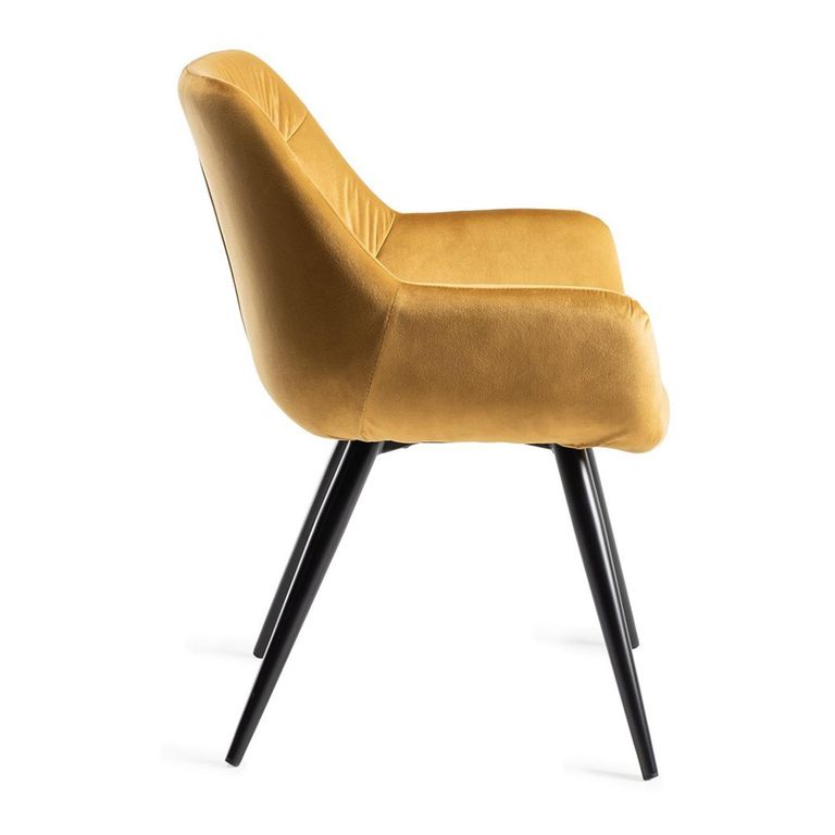 Dali Dining Chairs - Set of 2 - Mustard Velvet - Black Legs
