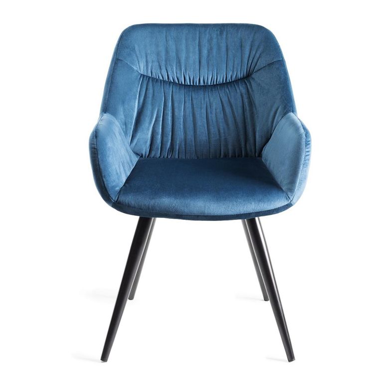Dali Dining Chairs - Set of 2 - Petrol Blue Velvet - Black Legs