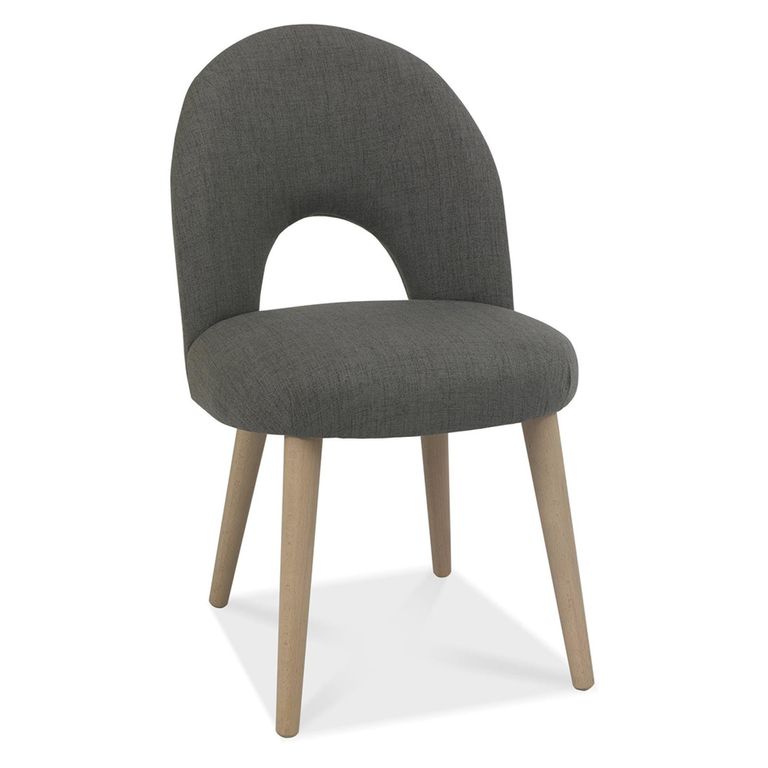 Dansk Scandi Oak Dining Chairs - Set of 2 - Upholstered - Cold Steel Fabric