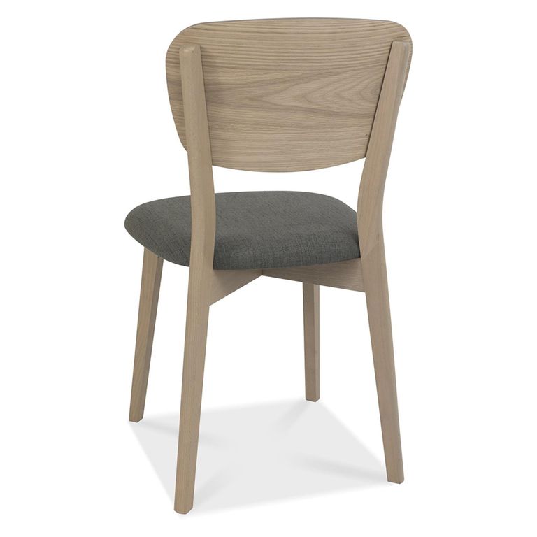 Dansk Scandi Oak Dining Chairs - Set of 2 - Veneer Back - Cold Steel Fabric