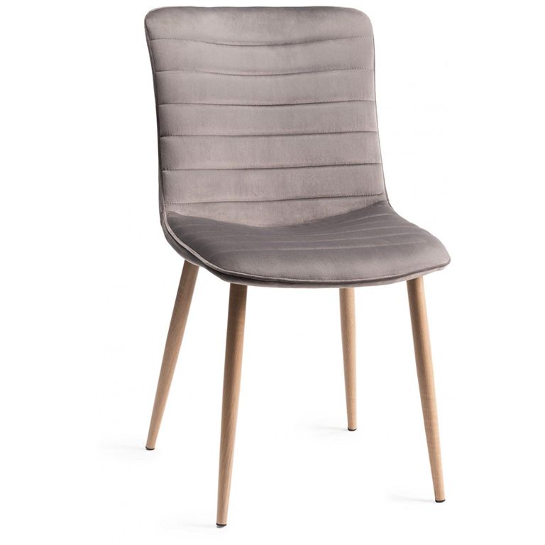 Eriksen Dining Chairs - Set of 2 - Grey Velvet - Oak Effect Legs