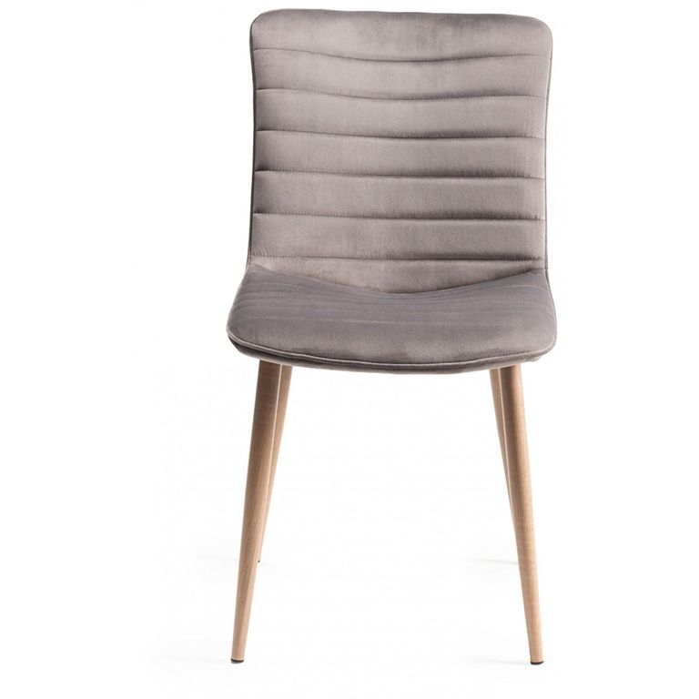 Eriksen Dining Chairs - Set of 2 - Grey Velvet - Oak Effect Legs