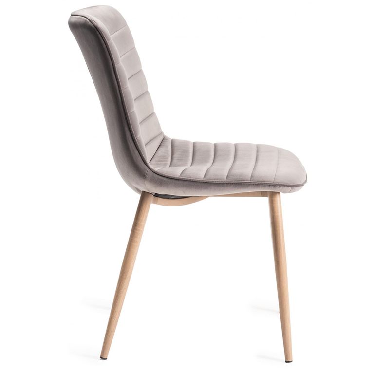 Eriksen Dining Chairs - Set of 2 - Grey Velvet - Oak Effect Legs