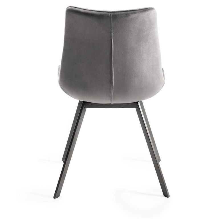 Fontana Dining Chairs - Set of 2 - Grey Velvet - Black Legs