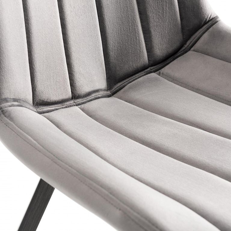 Fontana Dining Chairs - Set of 2 - Grey Velvet - Black Legs