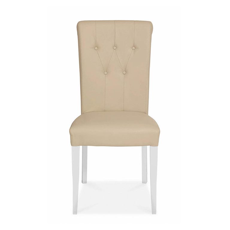 Hampstead Dining Chairs - Set of 2 - Ivory Bonded Leather - Upholstered