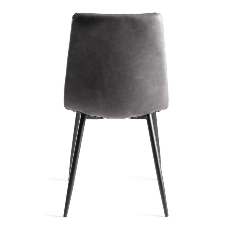 Mondrian Dining Chairs - Set of 2 - Dark Grey Faux Leather - Black Legs