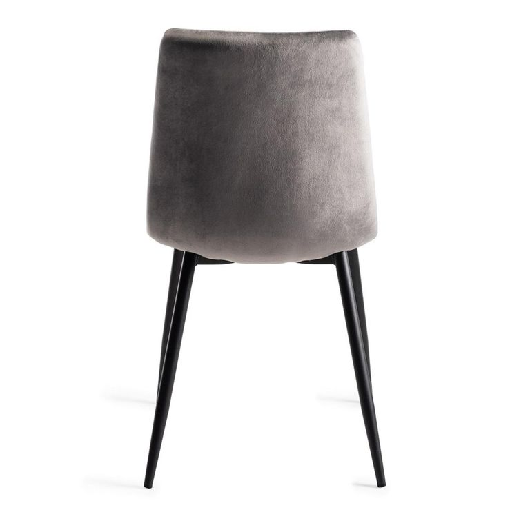 Mondrian Dining Chairs - Set of 2 - Grey Velvet - Black Legs